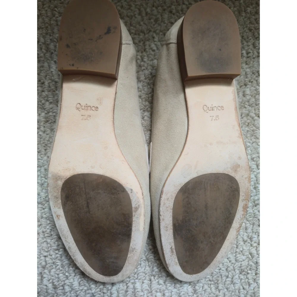 Quince Womens Italian Suede Penny Loafers Almond Tan Flats Size 7.5 EUC